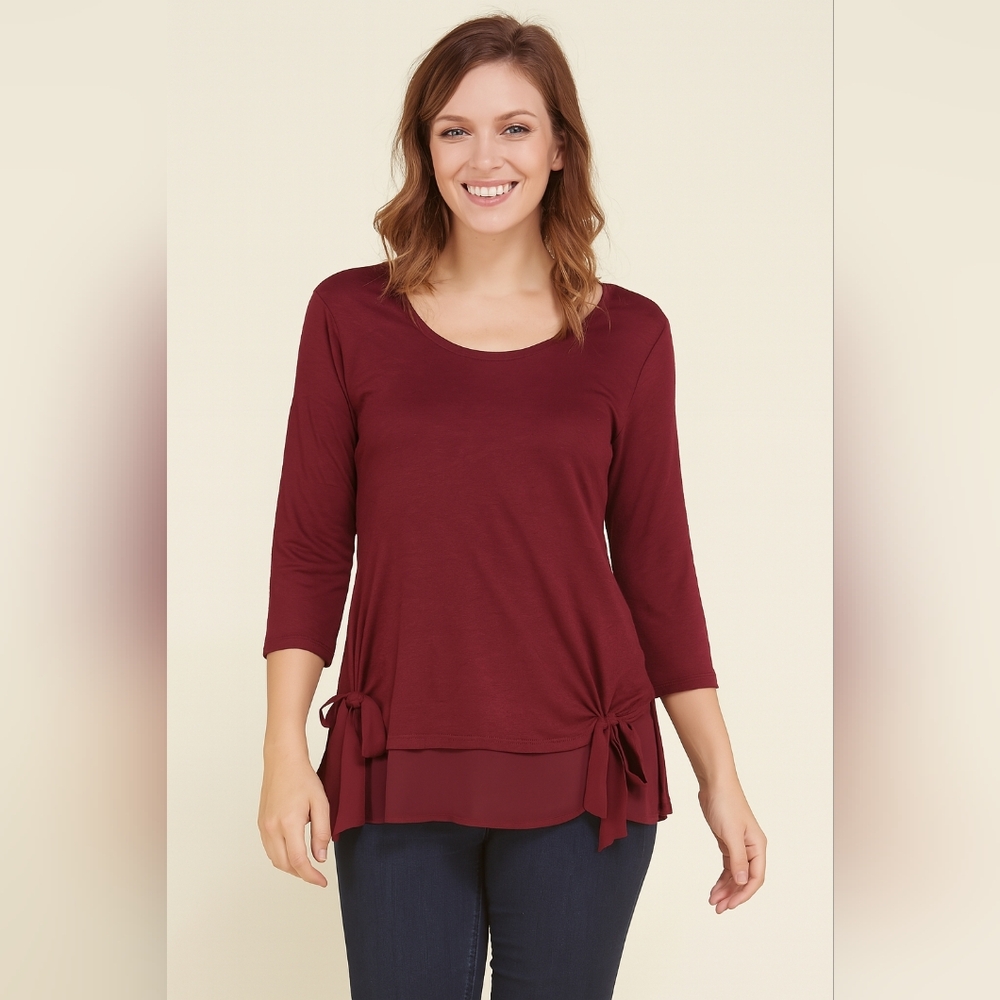 LC Lauren Conrad Cranberry Blouse with Side Ties
